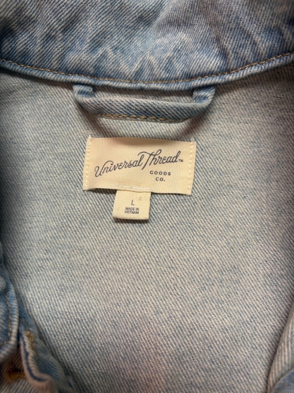 Taylor Swift Inspired Denim Jacket Pearl Studded “Swift 13” Light Wash Size L - Picture 6 of 7